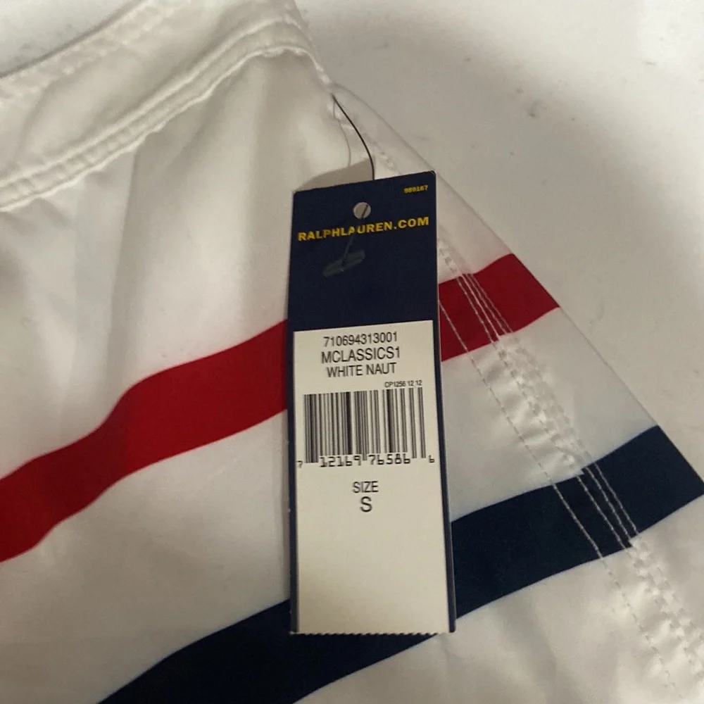 Polo Ralph Lauren Swim Trunks Mens Small Blue White Red Striped Board Shorts NWT - Picture 6 of 15